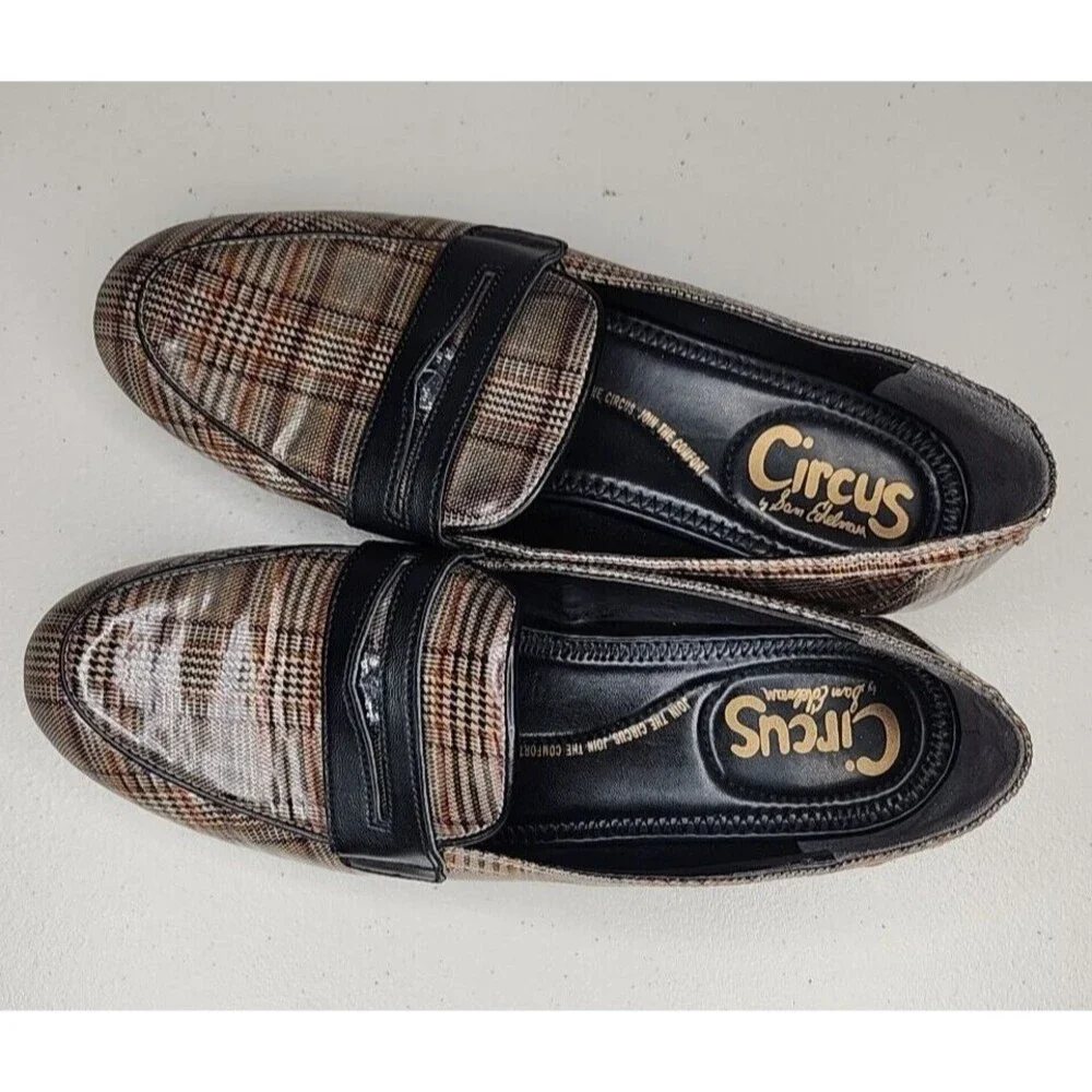 Circus Sam Edelman Hannon Plaid Slip On Penny Loafers Womens Size 7.5 EUC